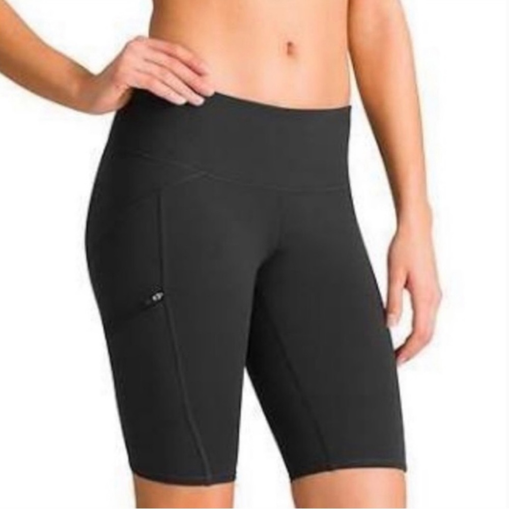 Athleta Women's Drifter Jammer Black Biker Compression Shorts w/ Zipper Pockets